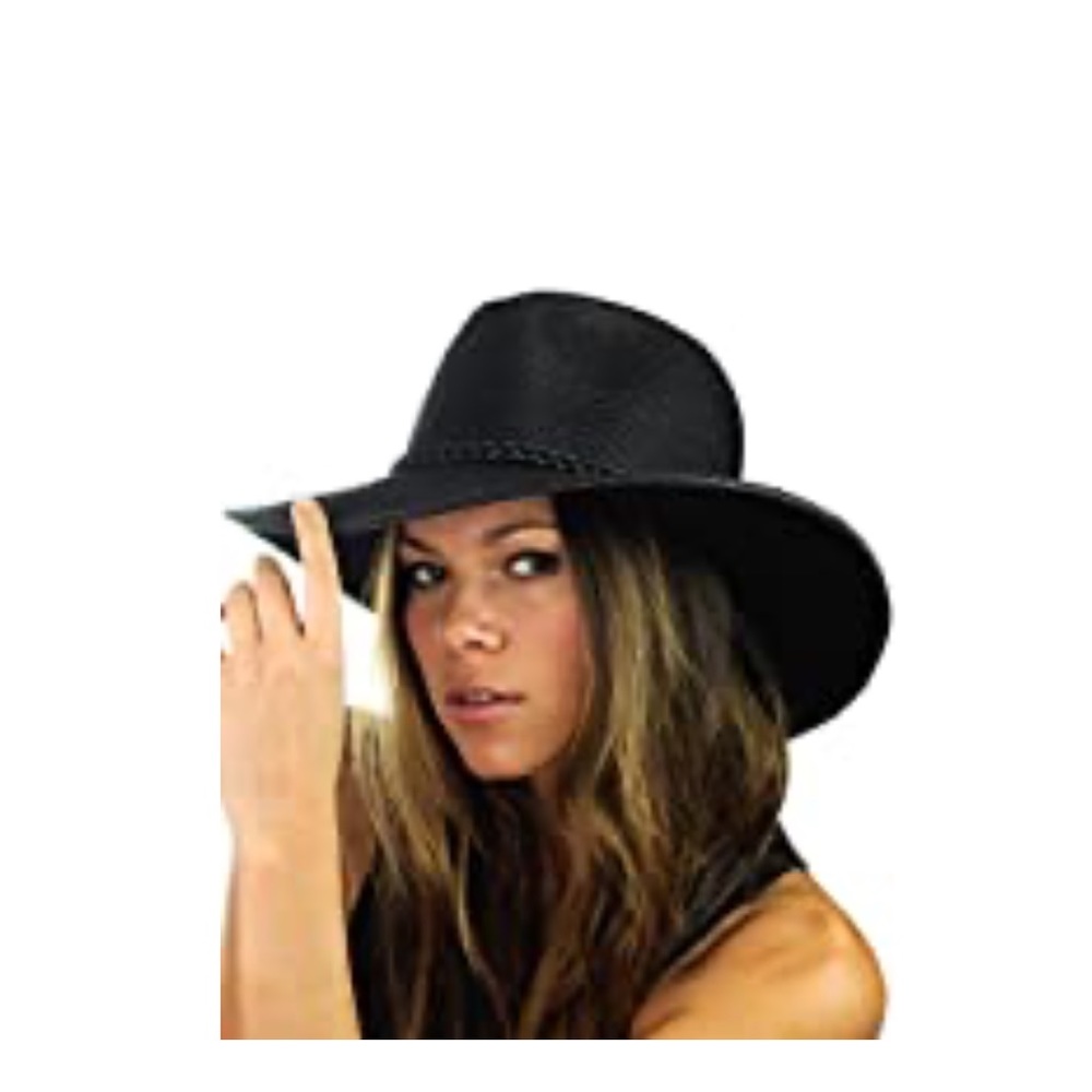 Black straw sun hat